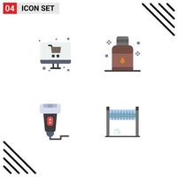 4 User Interface Flat Icon Pack of modern Signs and Symbols of online cashless monitor oil payment Editable Vector Design Elements