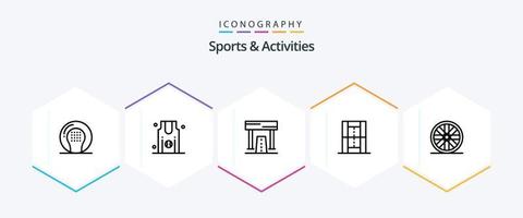 paquete de iconos de 25 líneas de deportes y actividades que incluye tono. atletismo. equipo. actividades. juego vector