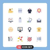 Pack of 16 creative Flat Colors of development computer shopping coding local Editable Pack of Creative Vector Design Elements