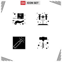 4 Creative Icons Modern Signs and Symbols of protection photography hand tube drill Editable Vector Design Elements