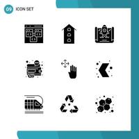 Mobile Interface Solid Glyph Set of 9 Pictograms of seo marketing shops finance rocket Editable Vector Design Elements