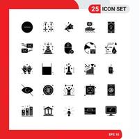 Mobile Interface Solid Glyph Set of 25 Pictograms of mobile uk speaker kingdom british Editable Vector Design Elements