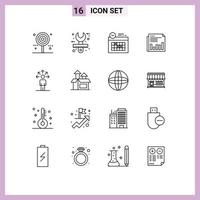 paquete de iconos de vector de stock de 16 signos y símbolos de línea para elementos de diseño de vector editables de reloj de periódico de papelería comercial de mercado