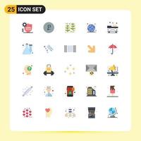 Set of 25 Modern UI Icons Symbols Signs for live globe finance global thanksgiving Editable Vector Design Elements