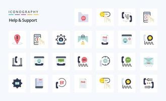 25 Help And Support Flat color icon pack vector