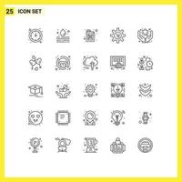 Set of 25 Modern UI Icons Symbols Signs for care setting gasoline gear e Editable Vector Design Elements