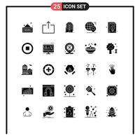 25 Universal Solid Glyphs Set for Web and Mobile Applications business pin city map globe Editable Vector Design Elements