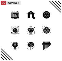 Solid Glyph Pack of 9 Universal Symbols of sprint development house agile sport Editable Vector Design Elements