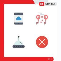 Editable Vector Line Pack of 4 Simple Flat Icons of backup ufo balloons fly close Editable Vector Design Elements