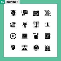 Modern Set of 16 Solid Glyphs Pictograph of email product create management cycles Editable Vector Design Elements