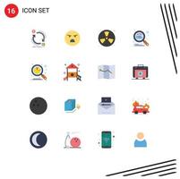 Set of 16 Vector Flat Colors on Grid for seo optimization feeling html fireman Editable Pack of Creative Vector Design Elements