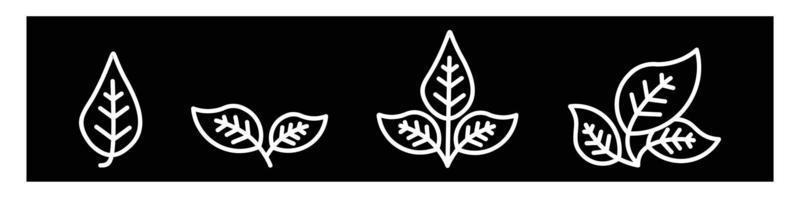 leaf icons set, leaf ecology nature element vector isolated on black background vector Illustration