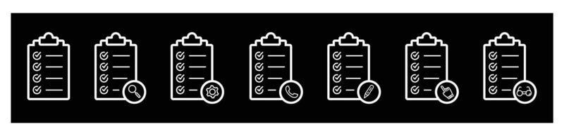 Checklist  Clipboard icon set.  Quality sign Check List flat line icon form on white background, Vector illustration