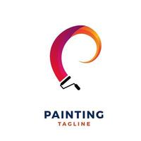 Brush and paint with full color with minimalist design style. Creative concept of paint design vector