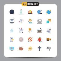 Flat Color Pack of 25 Universal Symbols of global human chess globe technology Editable Vector Design Elements