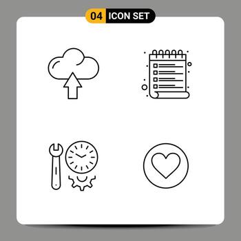 Concepto de 4 líneas para sitios web móviles y aplicaciones opciones en la nube cargar configuraciones de deseos elementos de diseño vectorial editables vector