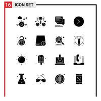 16 Thematic Vector Solid Glyphs and Editable Symbols of unsafe public communication right arrow Editable Vector Design Elements