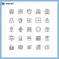 Pictogram Set of 25 Simple Lines of education connection alarm wifi modem Editable Vector Design Elements