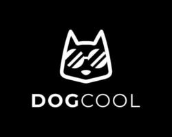cabeza perro cachorro retrato gafas de sol anteojos accesorio elegante línea simple icono vector logo diseño