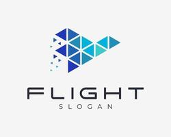 Flight Travel Plane Transport Aviation Speed Fast Abstract Triangle Pixel Digital Vector Logo Design