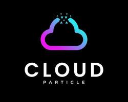 Cloud Server Computing Ruin Broken Technology Digital Particle Futuristic Modern Vector Logo Design