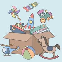 juguetes para niños que se pueden usar para completar plantillas de invitación y libros para niños vector