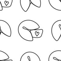 Fortune cookie doodle pattern. For valentine's day cards, posters, wrapping and design. vector