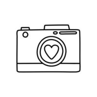 cámara de fotos con corazón. elemento para tarjetas de felicitación, carteles, pegatinas y diseño de temporada vector