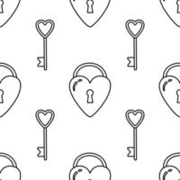 Doodle love lock and key pattern. vector