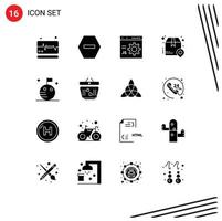 Set of 16 Commercial Solid Glyphs pack for moon shipping develop place delivery Editable Vector Design Elements