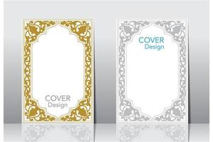 Arabic frame border cover design, islamic book cover vector