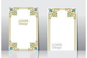 Arabic frame border cover design, islamic book cover vector