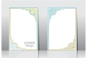 Arabic frame border cover design, islamic book cover vector