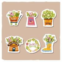 Spring Sticker Set vector