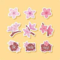 Beautiful Peach Blossom Sticker for Journal Templates vector