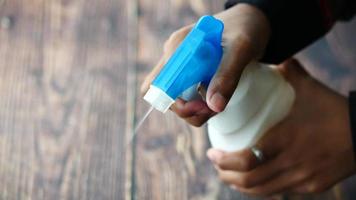 Using Spray Bottle Cleaning Table Top View video