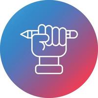 Hand And Pencil Line Gradient Circle Background Icon vector