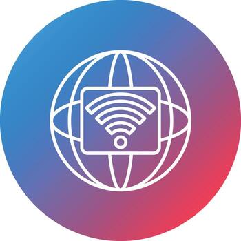 icono de fondo de círculo degradado de línea de internet vector