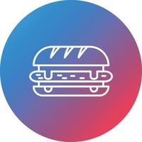 icono de fondo de círculo degradado de línea de sándwich estilo deli vector