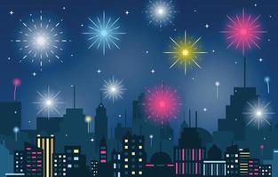 Colorful Fireworks in city vector