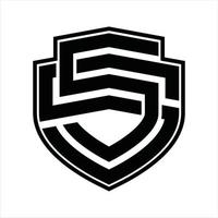 plantilla de diseño vintage de monograma de logotipo ss vector