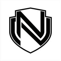 plantilla de diseño vintage de monograma de logotipo nn vector