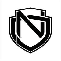 plantilla de diseño vintage de monograma de logotipo nd vector