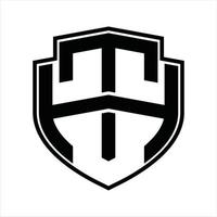 plantilla de diseño vintage de monograma de logotipo th vector