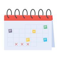 un práctico icono plano de calendario vector