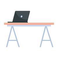 Flat vector icon of laptop table