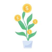 un icono plano editable de planta de dinero vector