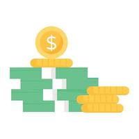 Flat icon design of a cash stack vector