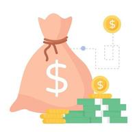 A handy flat icon of money bag vector