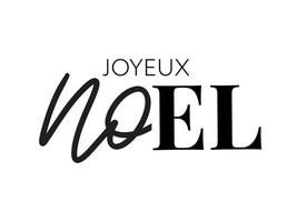 Merry Christmas in French language. Joyeux Noel modern brush vector calligraphy. Hand drawn calligraphic phrase isolated on white background. Typography for greeting card, postcards, poster, banner.